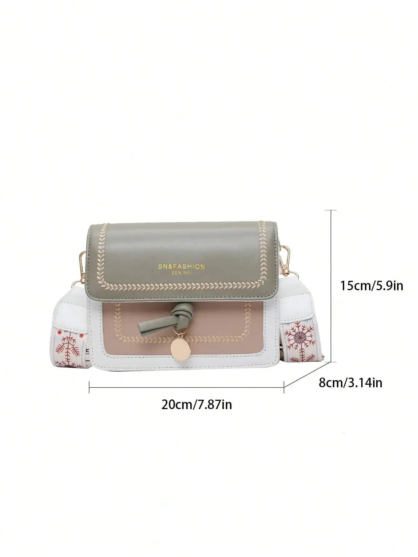 DHGM DHGM Fashionable for Women Versatile New Crossbody Casual Contrasting Color Small Square Bag with Wide Shoulder Strap