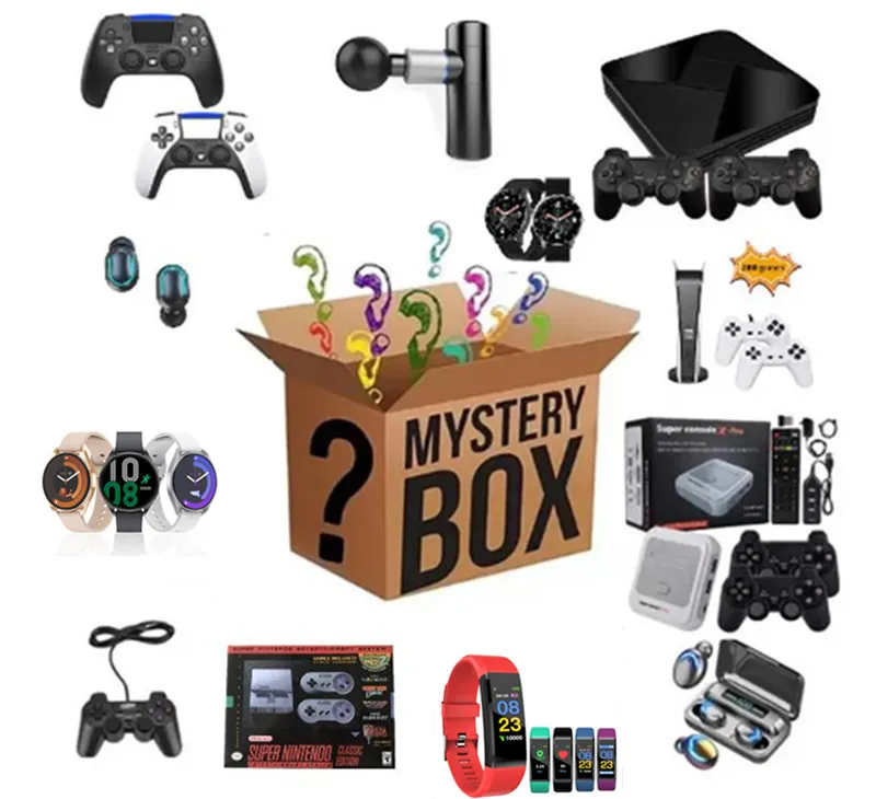 Headsets Lucky Bag Mystery Boxes There is A Chance to Open Mobile Phone Cameras Game Console Smart Watch Earphone More Gift