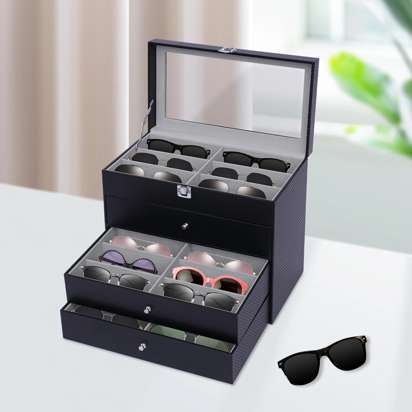 4 Layer Sunglass Organize Box4 Layer 24 Slots Multiple Glasses Organizer Eyeglass Sunglass Storage Box DisplayBlack 250617