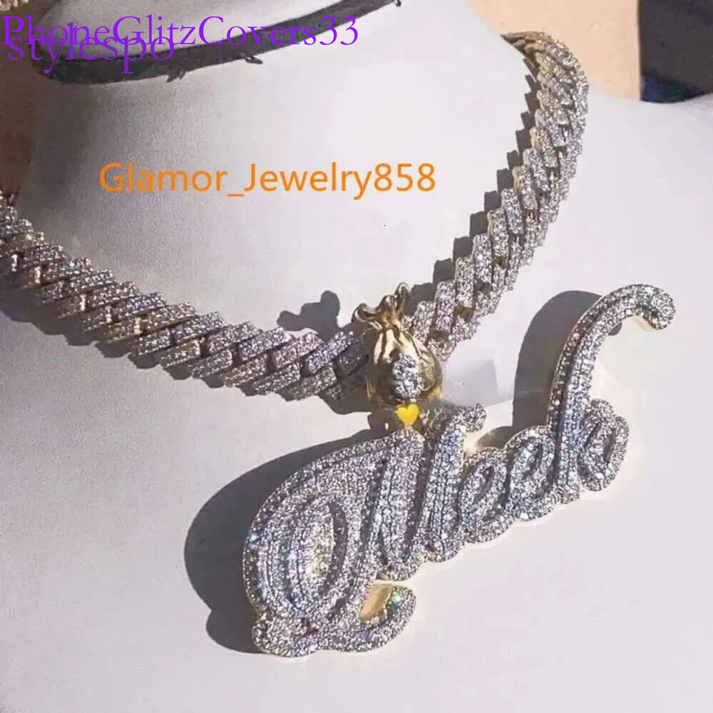 LANSON Custom Initial Name Pendant Customized Full Iced Out Charm S Moissanite Dia Letter Chain For Men And Women