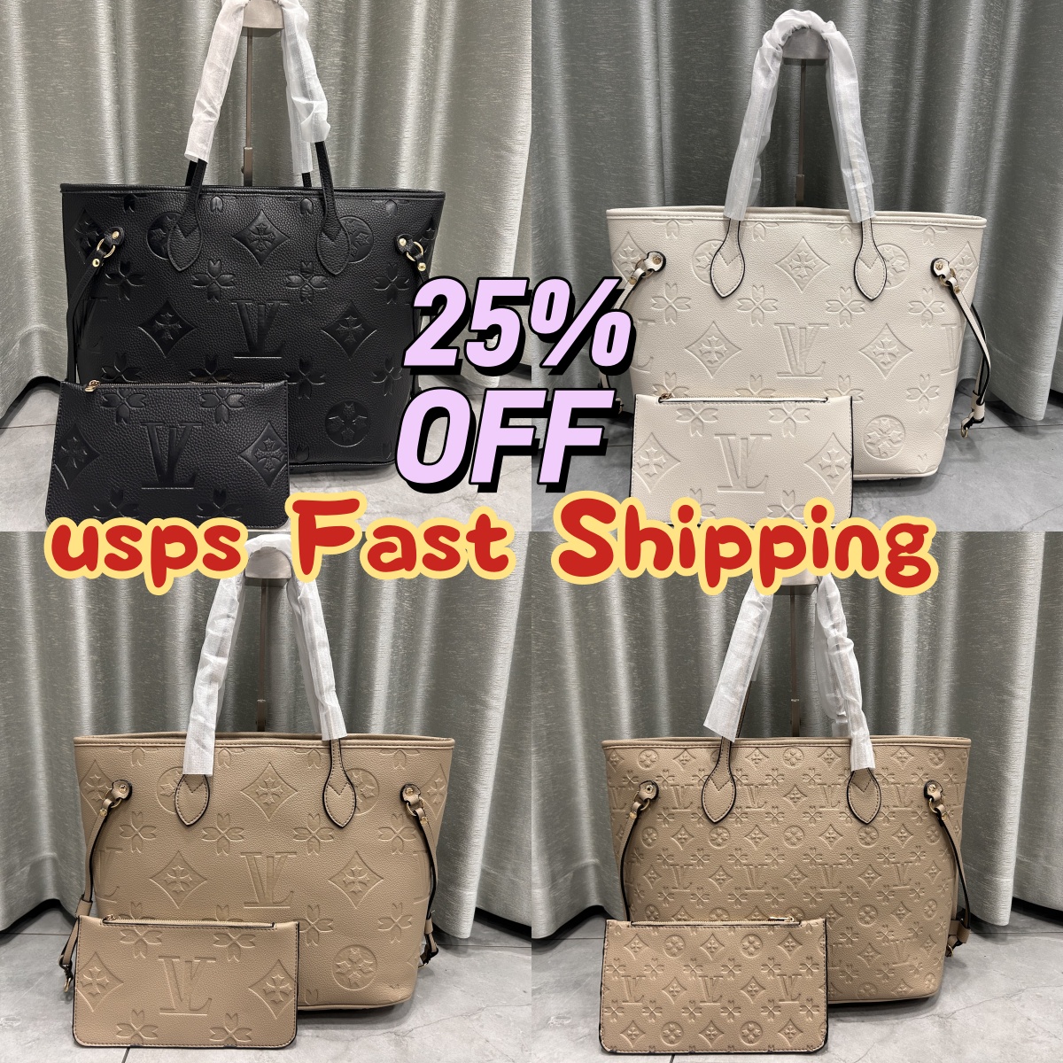 Designer bags Tote bag nneverfull fashion handbags classic pattern leather chrome summer timeless leather trim beach bags women shoulder bag crossbody bag