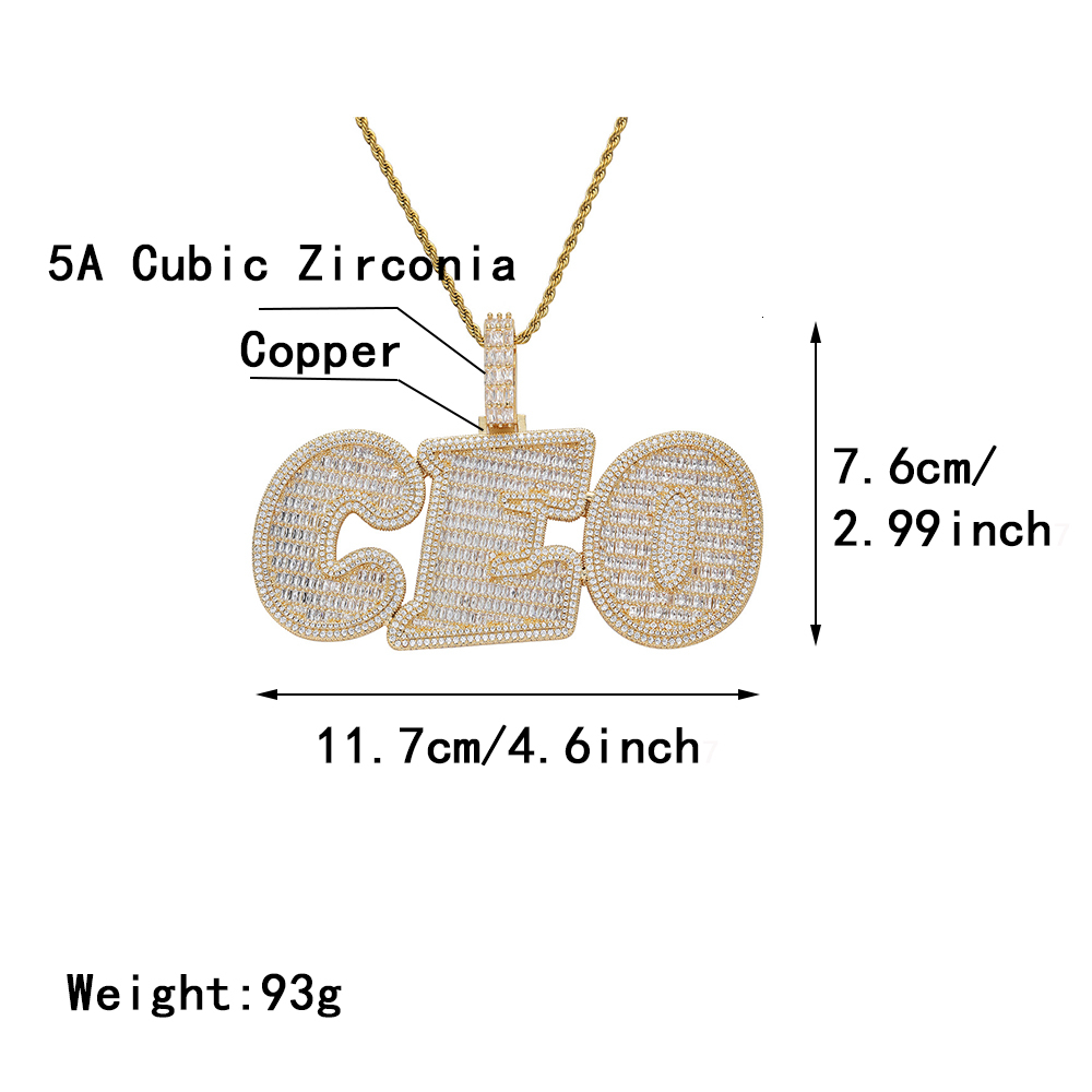 Bling Baguette Diamond Custom Name Letters Charms Necklace Copper Cubic Zircon Letters DIY Initials Combination Pendant Wolf Tide Rapper Hip Hop Punk 