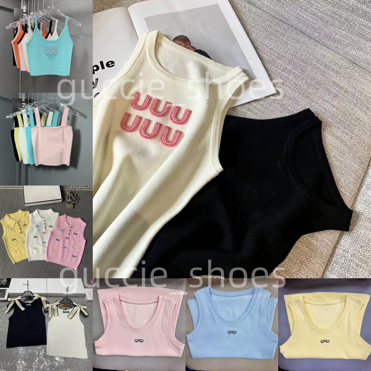 Designer Women's Top Camis Tank Top Lowe Clothes Knits Designer Embroidery Knitted Vest Sleeveless Breathable Cropped Tops 100% Cottons