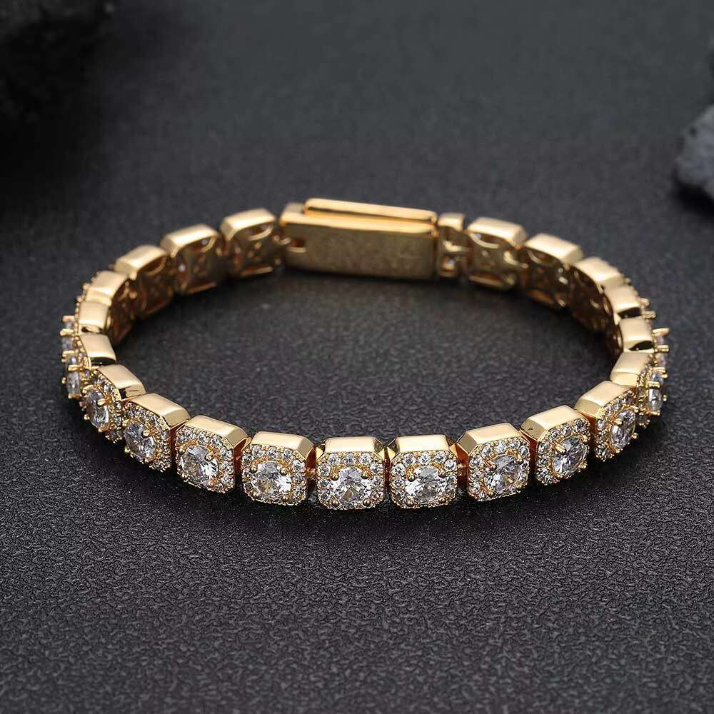 Men Jewelry Bracelet Chains Silver Golden Plating 7mm Hip Hop Zircon Diamond Cuban Link Bracelets Chain for Mens Gift