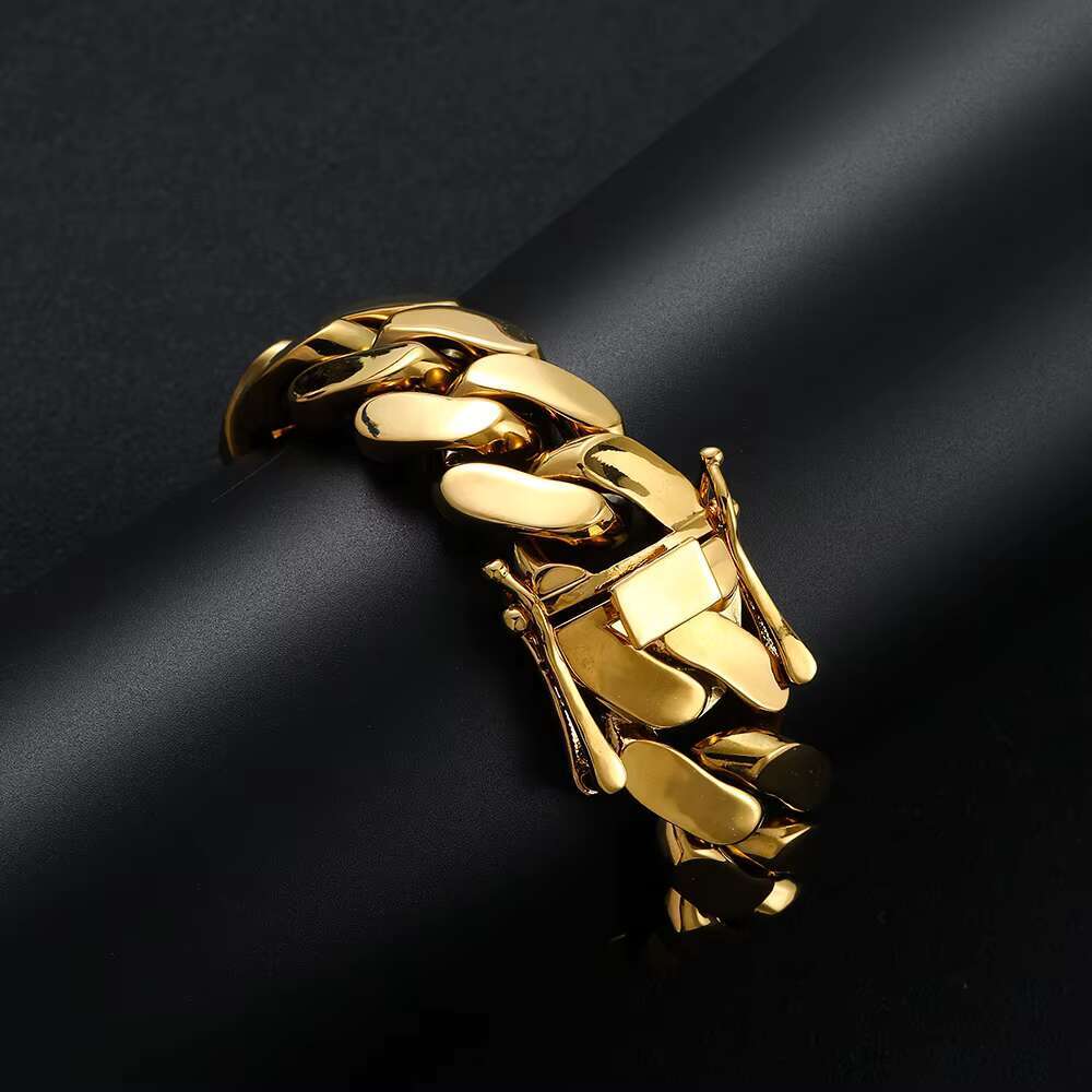 BB041 22MM Brass Cuban Bracelet Men Hip Hop Cuban Chain Bracelets