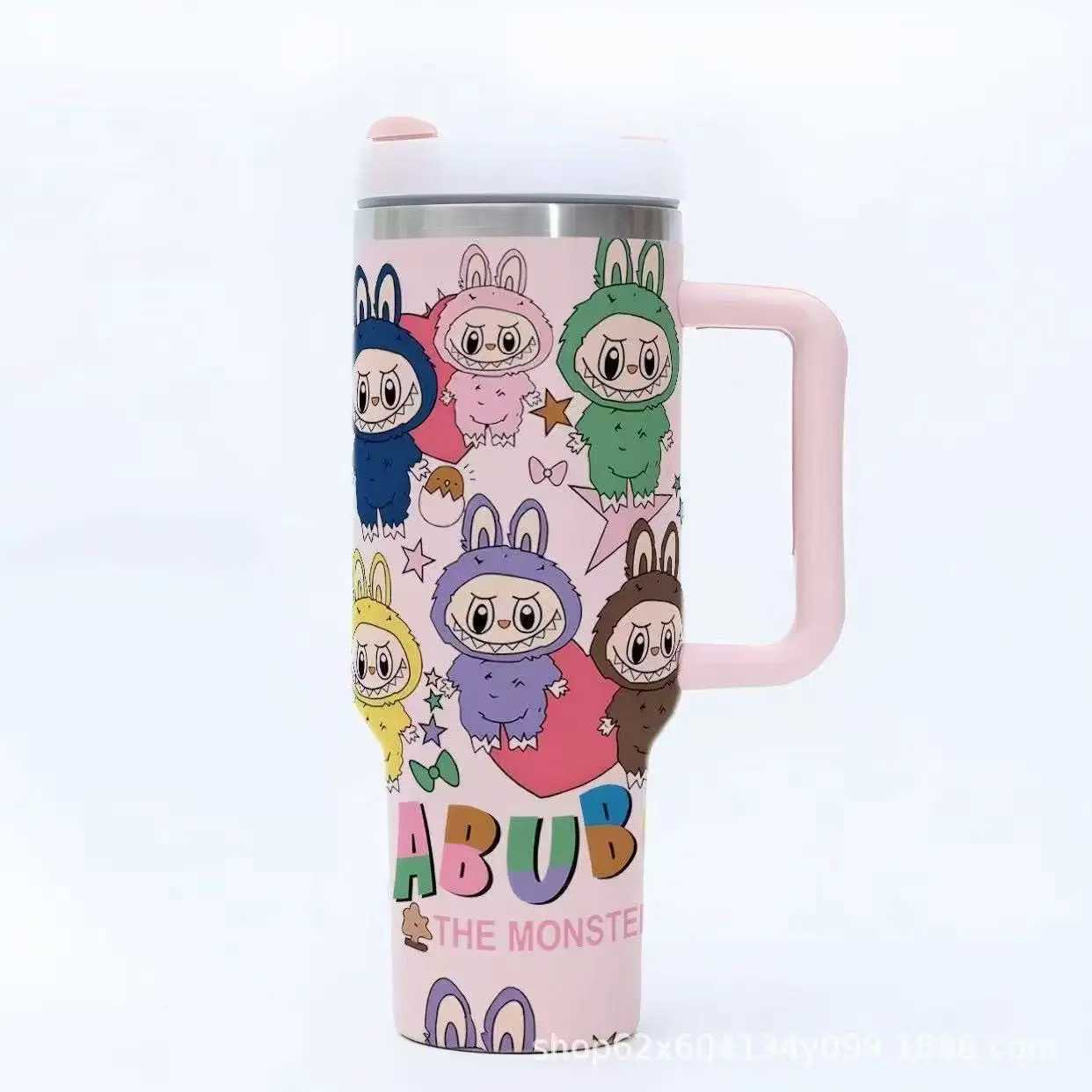 Labubu 40oz Stainless Steel Insulated Cup with Straw and Lid Large Capacity Car Cup Insulated Cup Toy Birthday Gift in Stock M250620