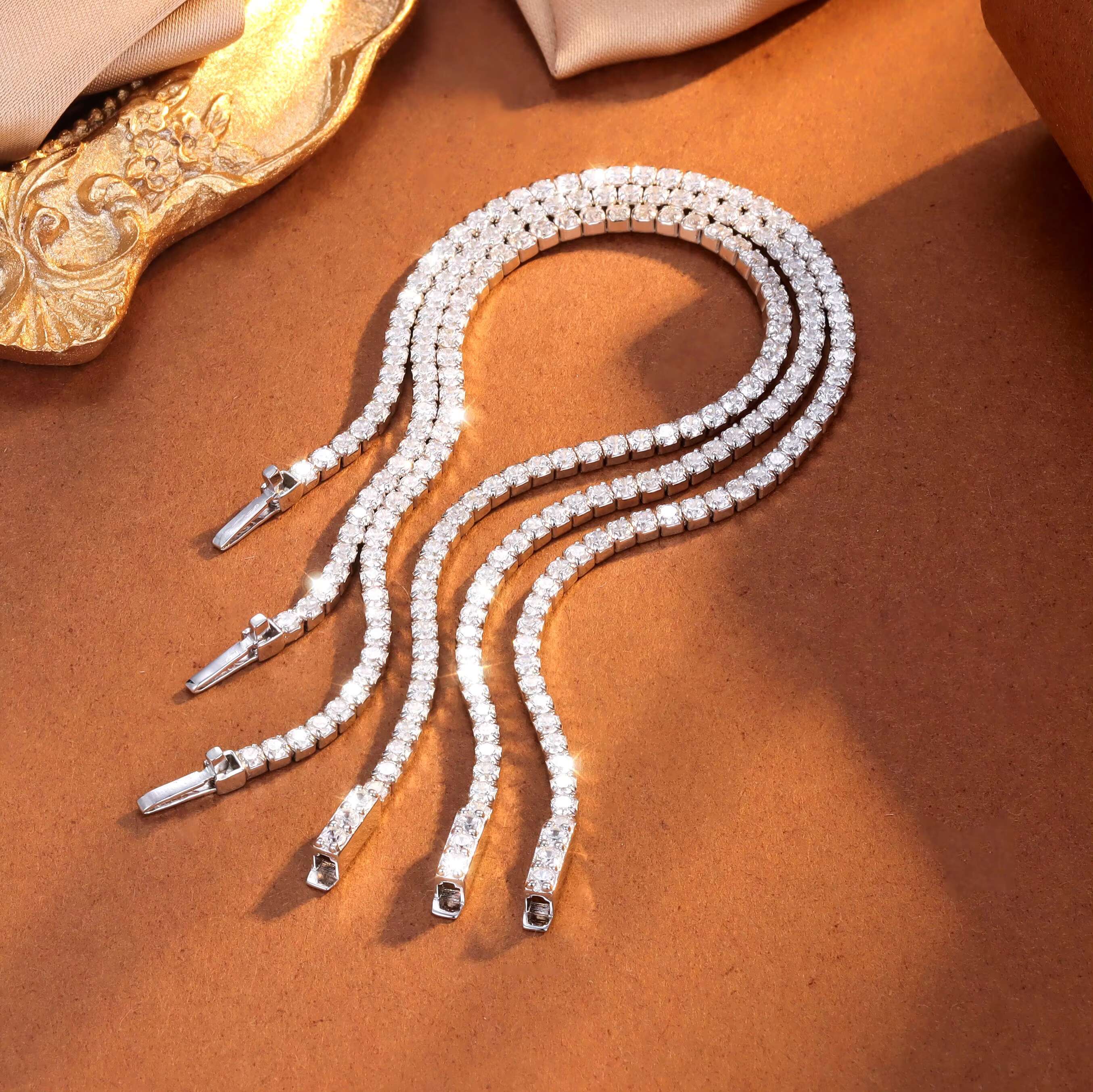 New Design 2mm Tennis Bracelet 925 Sterling Silver Cubic Zirconia Diamond Gold Plated Link Chain for Women Men Fine Jewelry Bulk