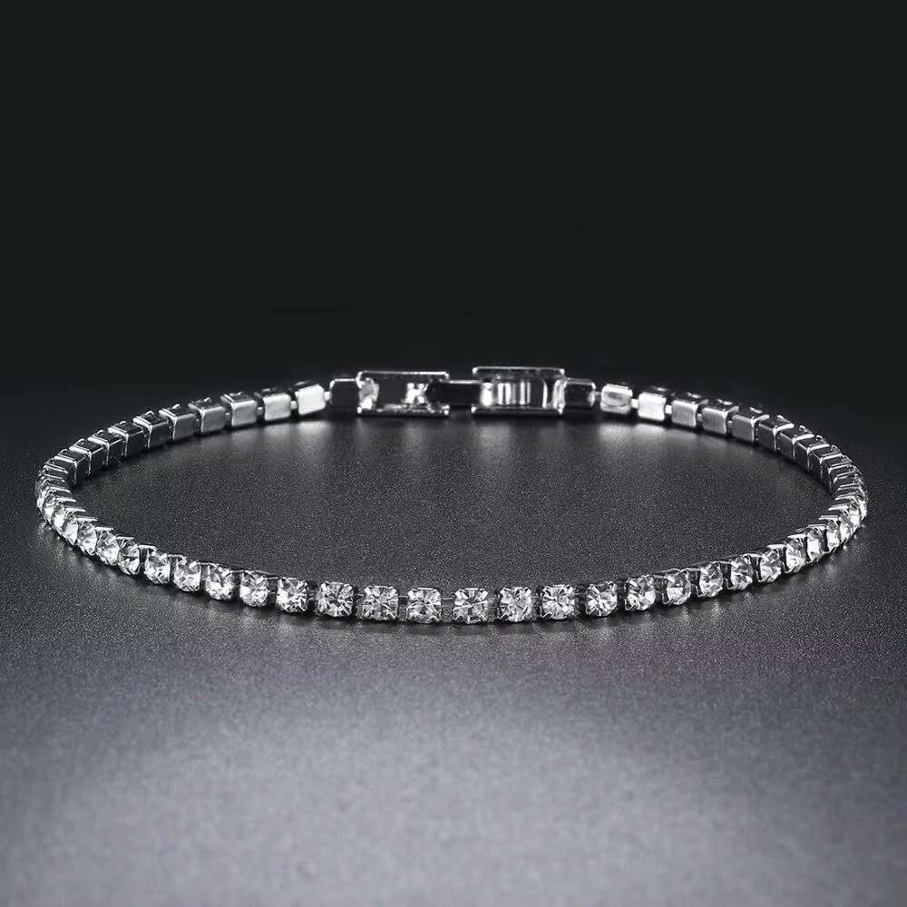 Adjustable 2.5mm Round Shape Cubic Zirconia Diamond Tennis Bracelet Pulseras Mujer