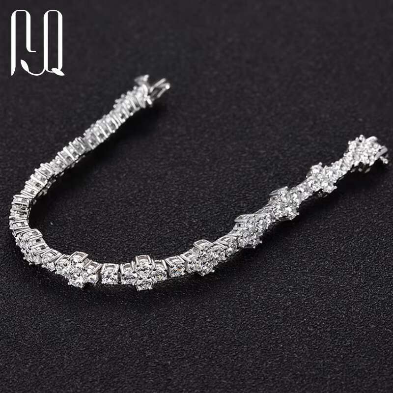 PYQ 925 Sterling Silver Diamond Tennis Bracelet 3mm Hip Hop Style VVS Moissanite Cross Bracelet Wholesale Price
