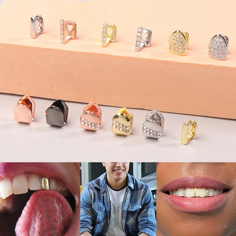 Hip Hop Single Tooth Top Bottom Dental Trendy Cubic Zirconia Teeth Caps For Women Men Decoration Jewelry 250613