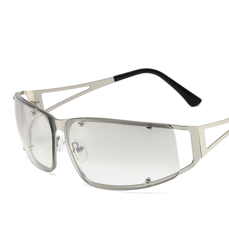 Designer sunglasses Y2K Cyberpunk Metal Hollow Frameless Unisex Sunglasses UV400 Polarized with Holographic Lenses