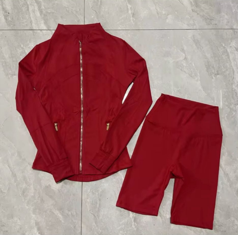 2pcs Yoga Set Jacket and Shorts Yoga Jacket Sets Workout Elastic Waist Shorts Fitness quick dry fitness Activewear Sweatshirt Zip up Sportwear hot sell