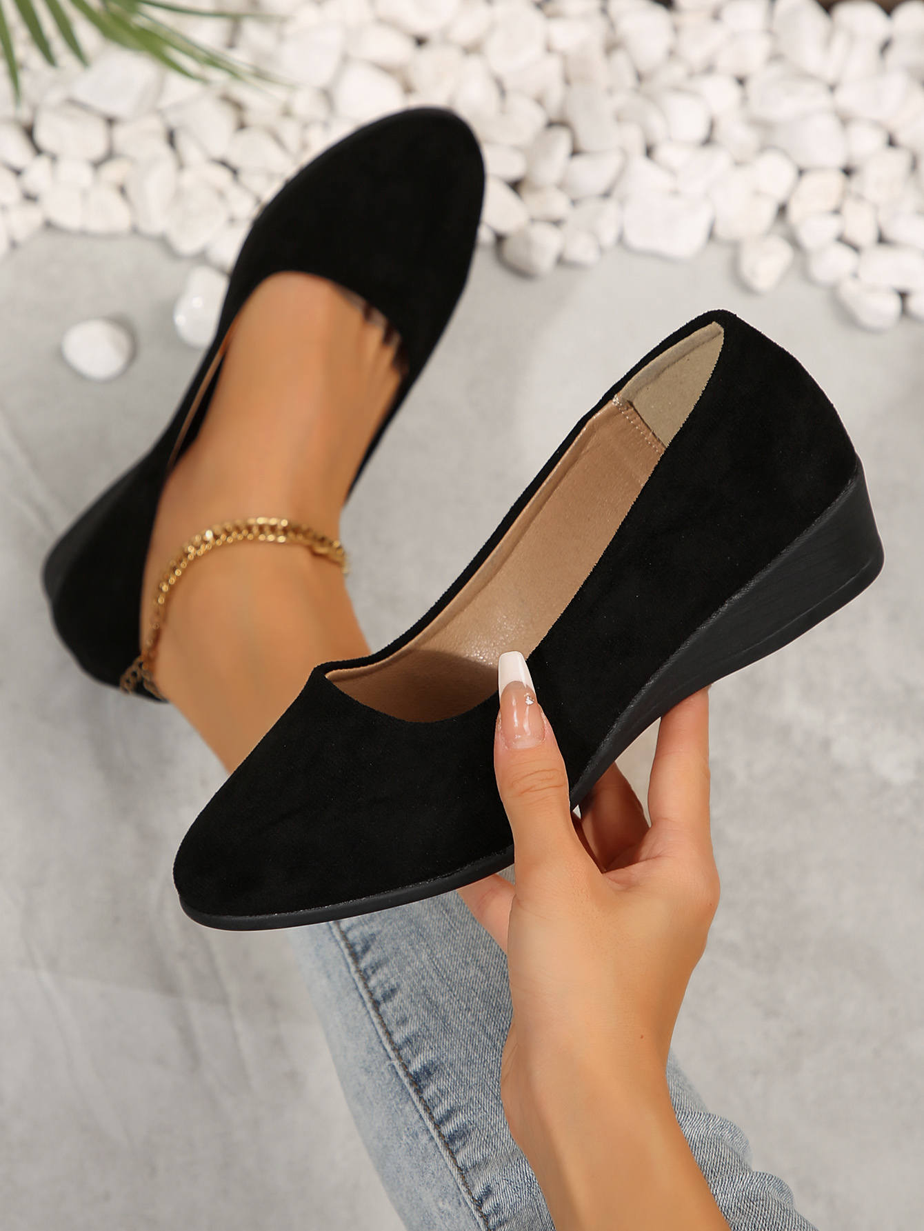 222-Women's Four Seasons Classic Cloth Shoes Pumps Pumps with Elegant Bias-Heel Work Shoes for Walking