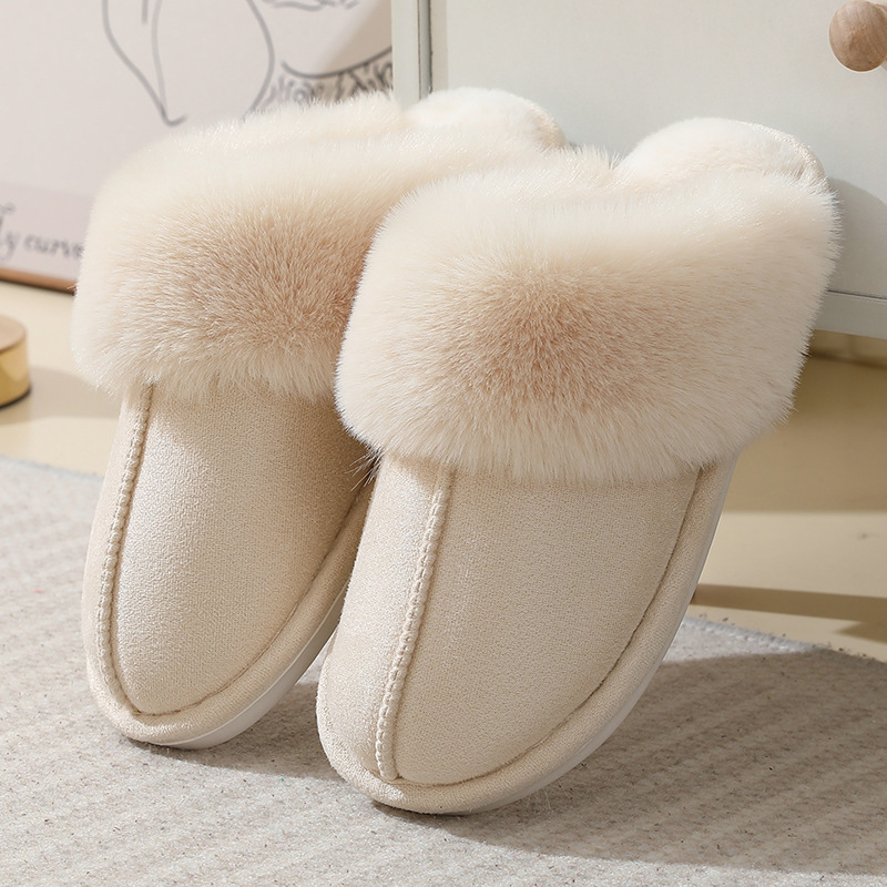 2025 new hot free shipping designer slippers for womens flat slippers pink beige grey khaki red brown New leather velvet home anti slip warm plush cot