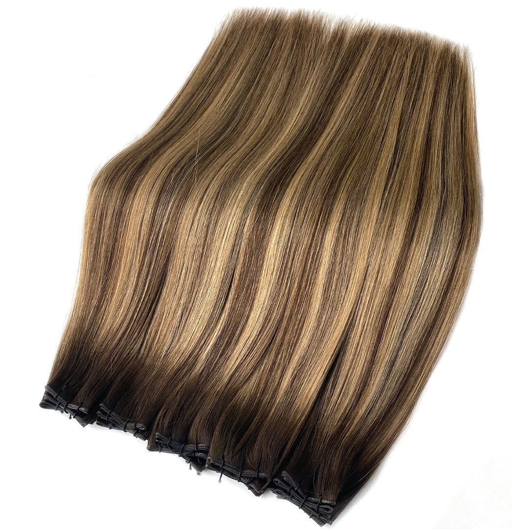 Highest Quality Genius Weft Hair Extensions Balayage color 100% Russian Human Hair Invisible Mini Weft Hair 100g - view 6