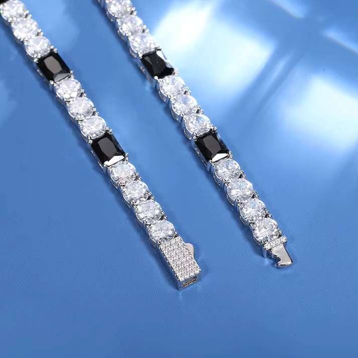 Luxury 6mm Black Moissanite Tennis Bracelet with Iced Out Diamond Gold Plated Unique Quality Valentine Special Gift