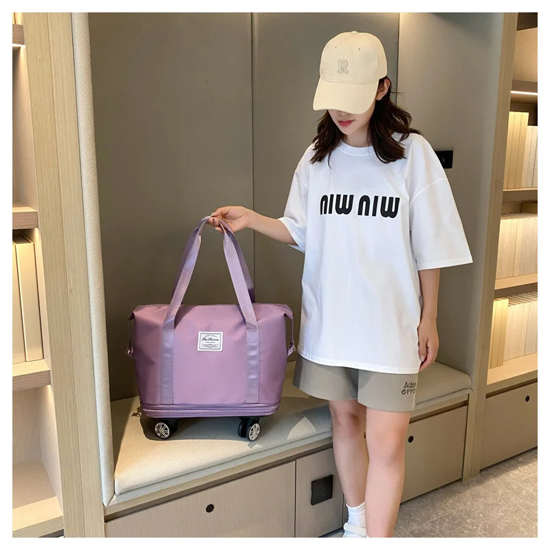 Expandable Travel Duffel Bag 3Layer Large Capacity with Omnidirectional Wheels Vacation Luggage 250612