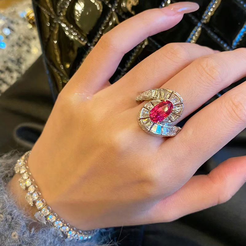 Choucong Bright Ins Top Sell 925 Sterling Silver Luxury Jewelry Oval Cut Red Ruby Princess WhiteZiron CZ Diamond Eternity Party Women Wedding Band Ope
