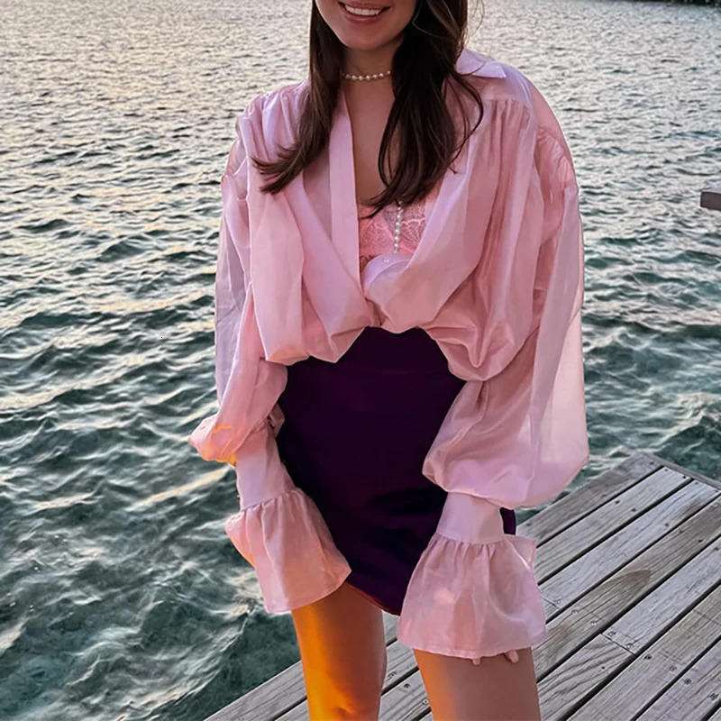 2025 Ladies Temperament Silk Slim Shirt Office Elegant Lapel Long Sleeved Solid Top Fashion High Street Single Breasted Blouses 250619