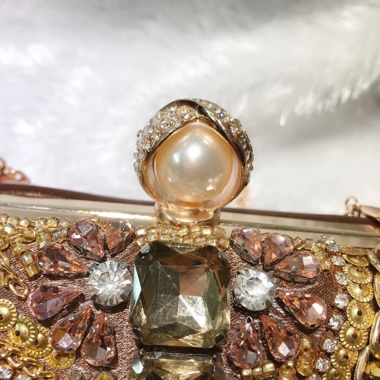 DHGM New Water Dia Handbag Crystals Evening Clutch Bags Women Wedding Party Purse Ball Handbags Rhinestone Mini heart bag