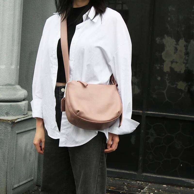 Soft Wide Strap Crossbody Women 2024 New Designer Handbag Purses Real Leather Single Shoulder Messenger Fashion Bag