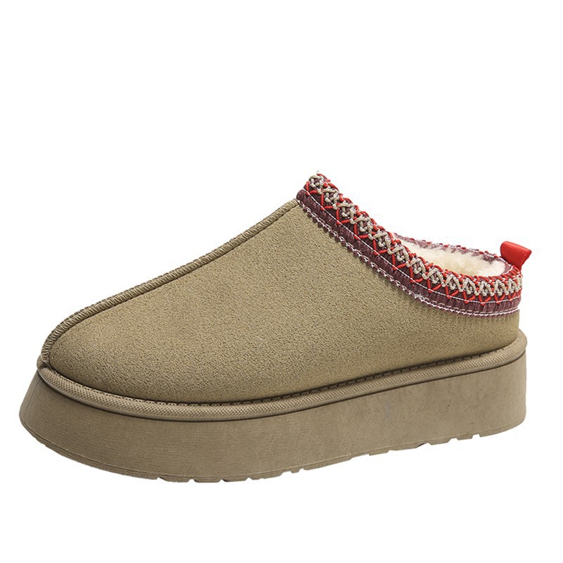 2025 new European Women's Snow Boots Winter Fashion One-piece Enclosed-toe Slippers Platform Thick-soled Warm Cotton Shoes for Women