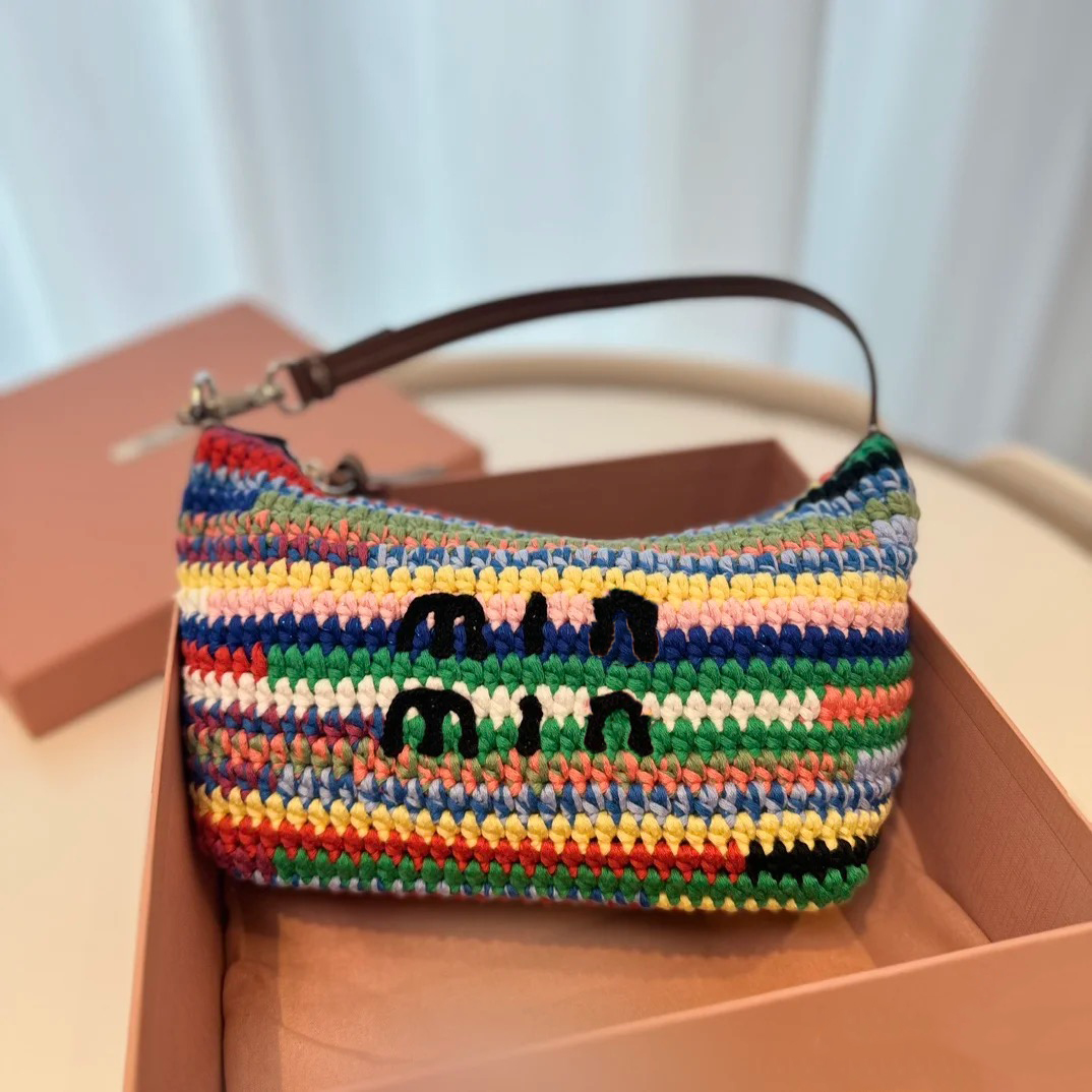 Beach Bag Designer Bag Luxury Bag Shoulder Bag Wallet Embroidery Letters Woven Bag Ladies Armpit Bag Summer Rainbow Tote Bag Top Purse Large Capacity Shopping Bag