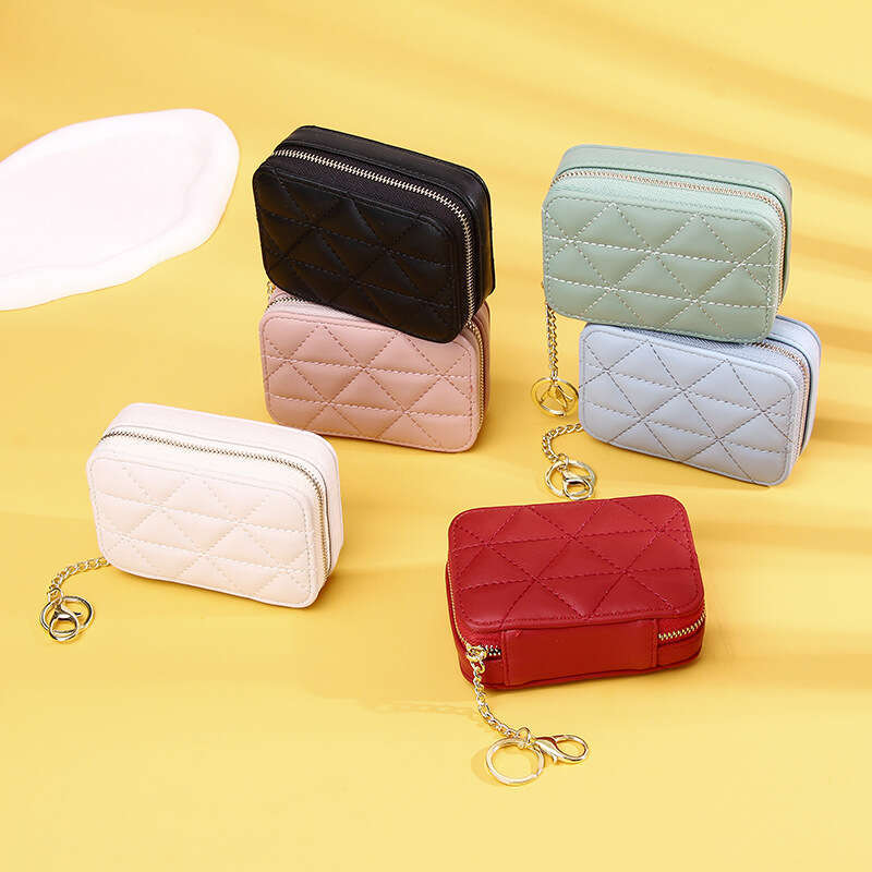 New Style Mirror Lipstick Mini Quilted Exquisite Portable Keychain Makeup Small Bag Coin Purse