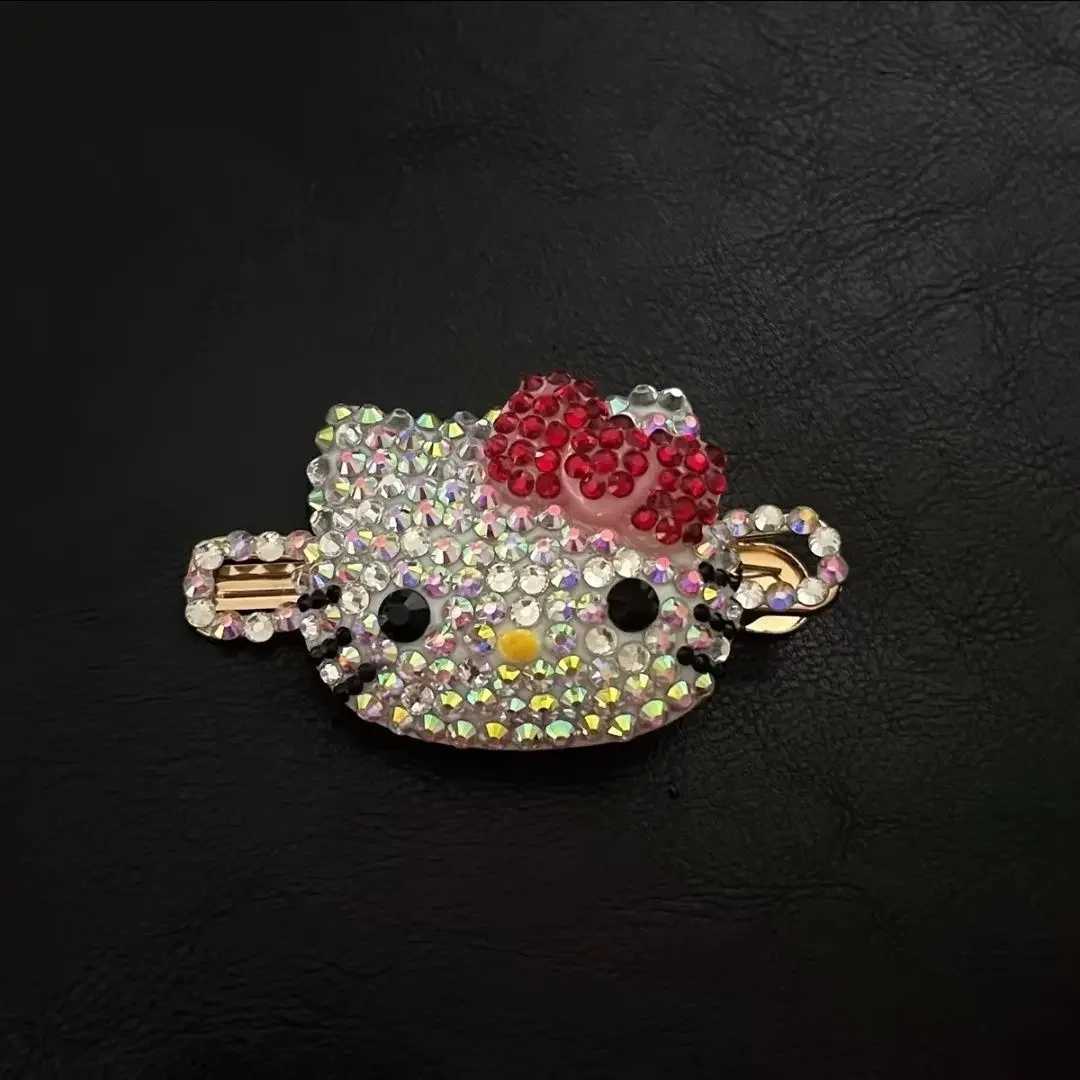 Sanrio kawaii Hello Kitty Hairpin Anime Kt Shiny Rhinestone Hair Clip Y2K Girls Barrettes Accessories Hair Clip Hairgrip Headdress Giftw250620