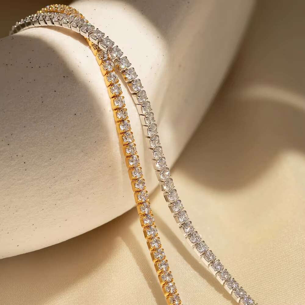 EManco Fashion 14K Gold PVD Plated Luxury Diamond Zircon Chain Bracelet Full Zircon Stainless Steel Tennis Bracelet