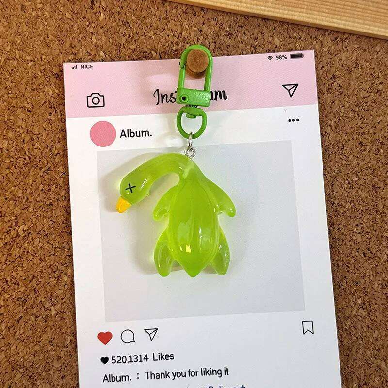 Glow In The Dark Keychain Transparent Roast Duck Bag Hanging Pendants Fluorescence Keyring Key Chain Best Friend Gifts Good quality