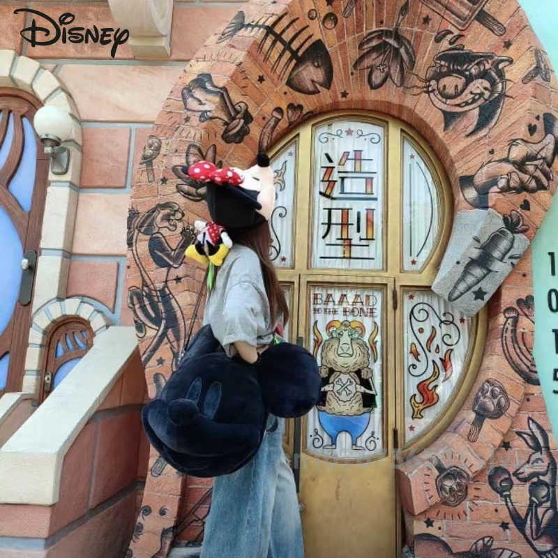 DISNEY Mickey 2025 New Womens Handheld Doll Bag Fashion High Quality Womens Shoulder Bag Solid Color Versatile 3D Doll Storage Bag W250620