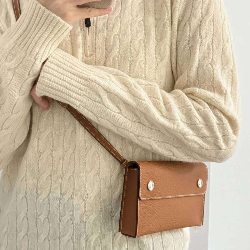 Palm Print Small Square Simple Commuter Single Shoulder Crossbody Envelope Bag Genuine Leather Handbags For Women Side Pouch