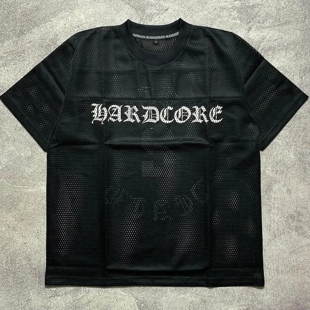 Y2k Clothes Mesh Breathable T Shirt Men Women Summer Trend American Sports Short Sleeved Hollow Loose Fitness Casual Jogging Top 250617