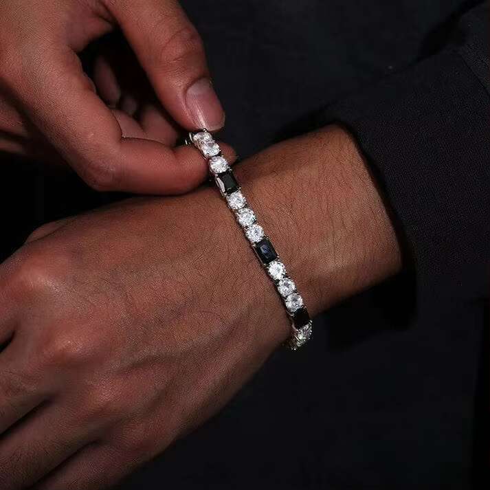 Luxury 6mm Black Moissanite Tennis Bracelet with Iced Out Diamond Gold Plated Unique Quality Valentine Special Gift