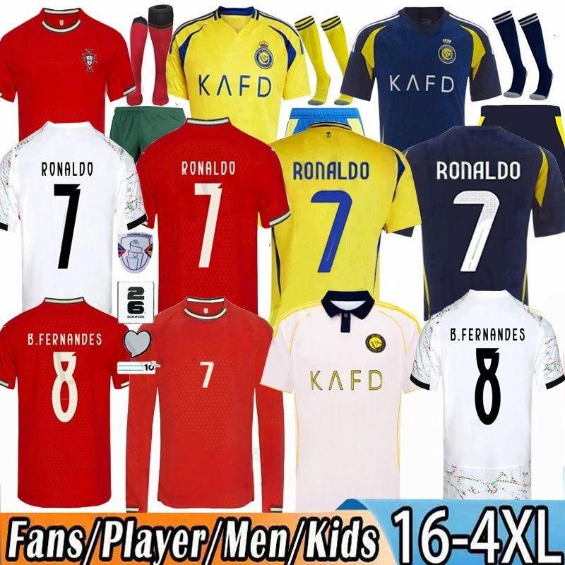 25 26 Ronaldo Portugal Football JS B.FERNANDES MANE Al Nassr Men's and Children's Fans Football Player 2025 2026 Riyadh Football Portugal Retro