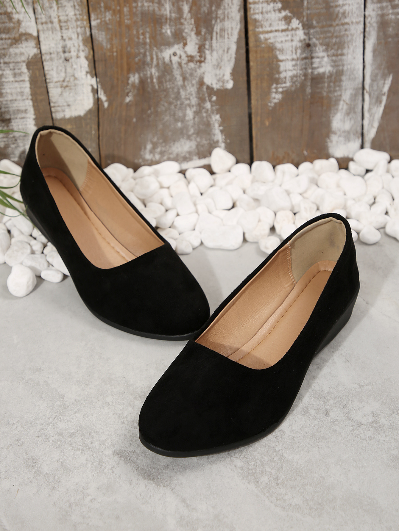 222-Women's Shallow Mouth Round Head High Heels Elegant Diagonal Heels Work Shoes