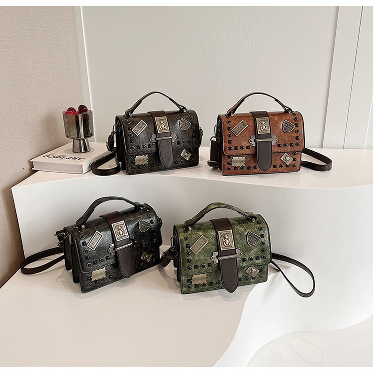 Free Shipping 2025 New Designer Bag High-end Retro Multifunctional Punk Style Women's Single Shoulder Handbag Fashionable High-quality Shopping B