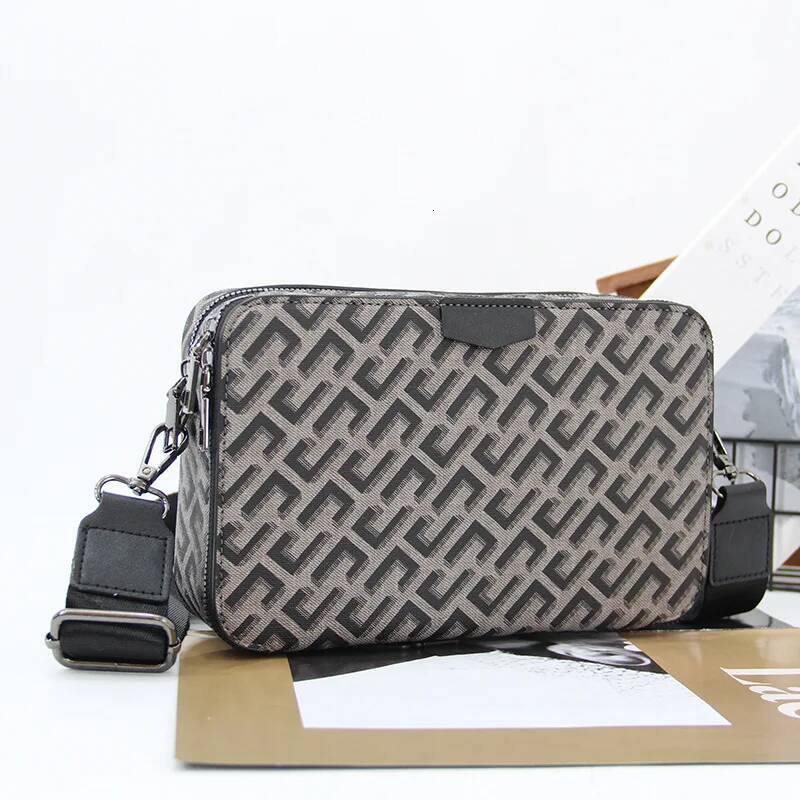 DHSM New Style Men's Crossbody Fashion Plaid Square Brand Design Crossbdoy Bags Male Shoulder Bag Mobile Phone Handbags