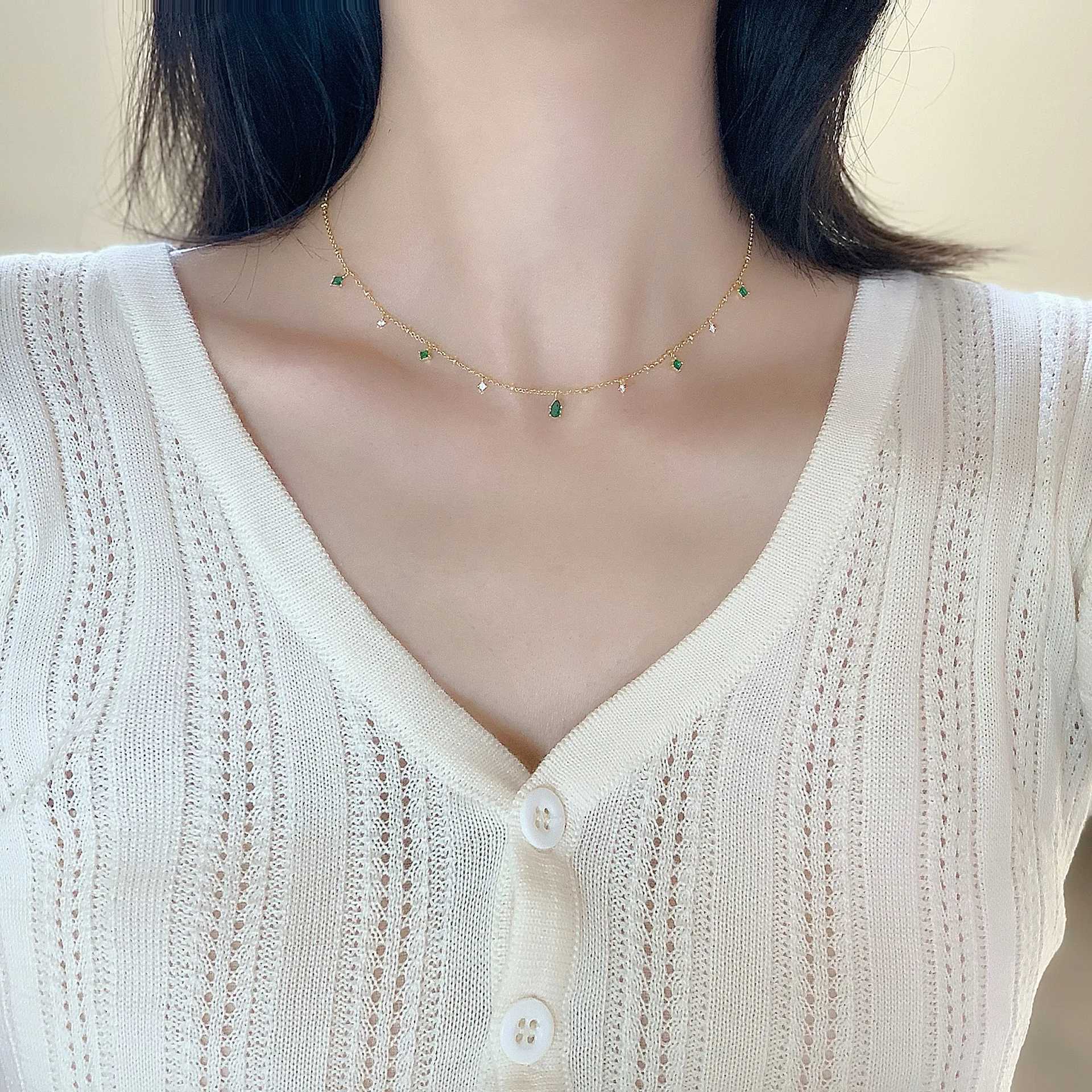 emerald pendant real 14k gold necklace emstone pendant for Women Wedding Engagement Jewelry Gorgeous Promise XJ250620