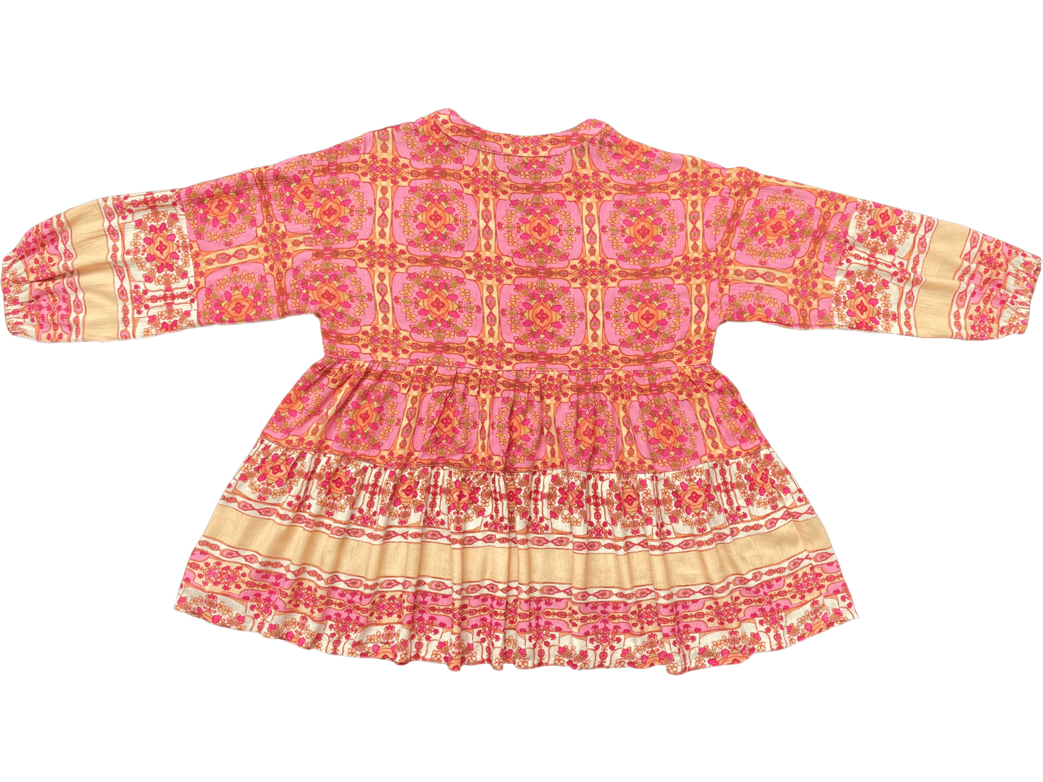 Girl Bohemian printed long sleeved dress casual dress vacation dress Simple and versatile dress