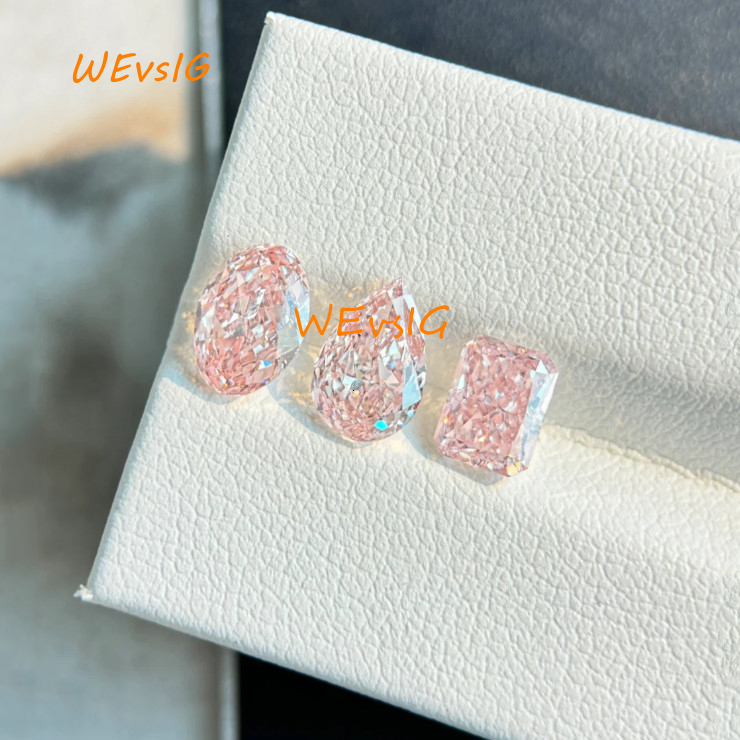 IGI Certificate 1ct 2ct Fancy Vivid Pink Lab Grown Diamond Radiant Cushion Oval Pear Cut Fancy Color Lab HPHT CVD Diamond