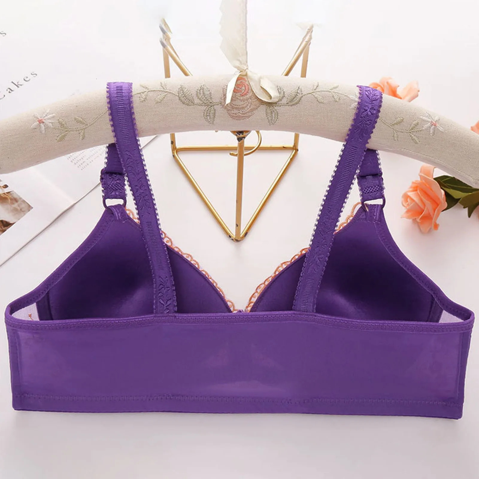 Portable Front Snap Large Size Bra Push Up Without Steel Ring Thin Underwear Middle Mother Big Chest Small Sleep 250609