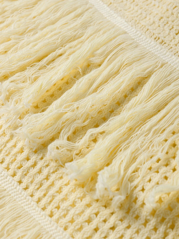 Sexy Knitted Tassels Top Mini Skirt Set Women Crop Bikini Vests Multi Layers Fringe Skirts 2025 Summer Beach Party Outfits Lady 250619