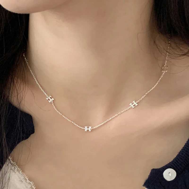 New 925 Sterling Silver Choker Alphabet Necklace For Women O-Chain Initial Letter H Pendant Clavicle Necklaces Girl Fine Jewelry XJ250620