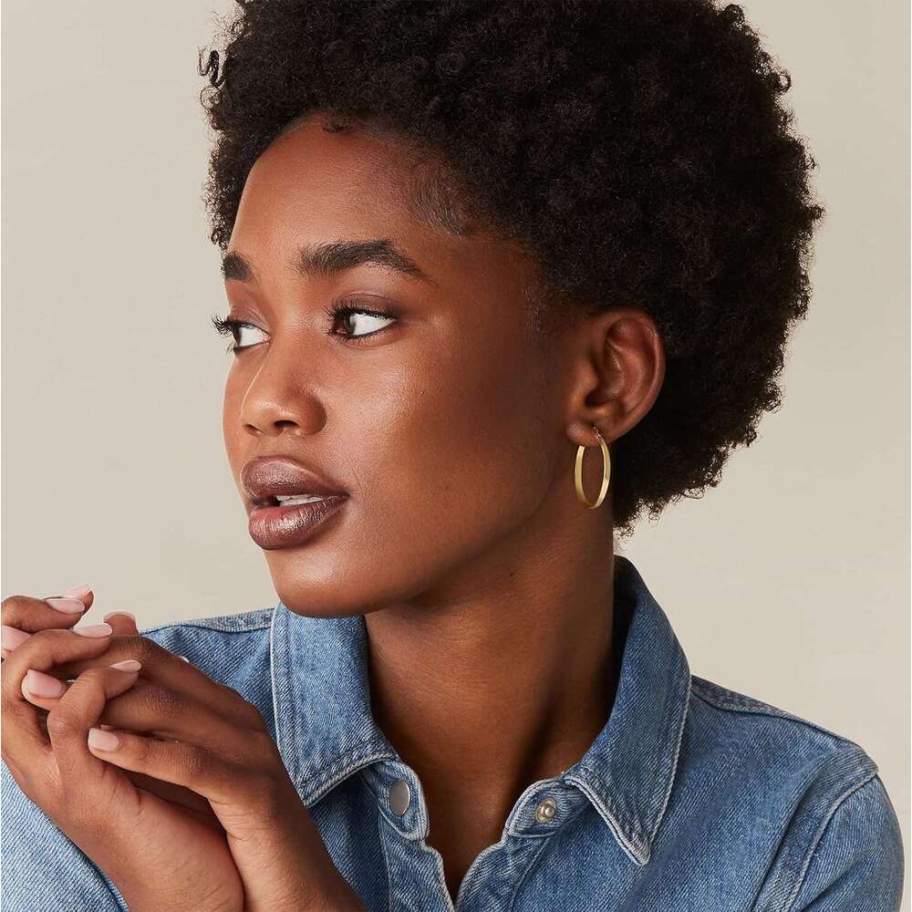 1 pair 14K Plated Post Lightweight Hoops 20mm - 30mm Earring | Gold Hoop Earrings Women, Prefect gift for Birthday/ Christmas/ New Year's Eve/ An