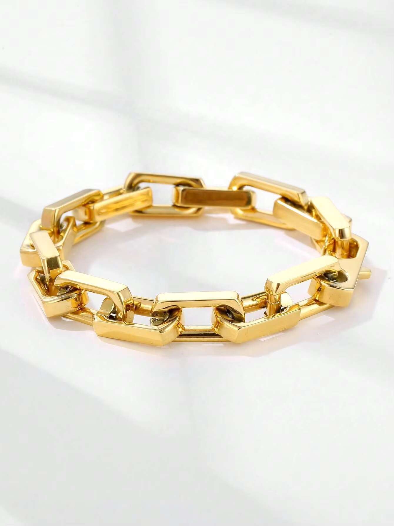 Fashion Stainless Steel Hip Hop Jewelry 18k Gold Cuban Chain Necklace Bracelet Cuban Chain Gold Bracelet