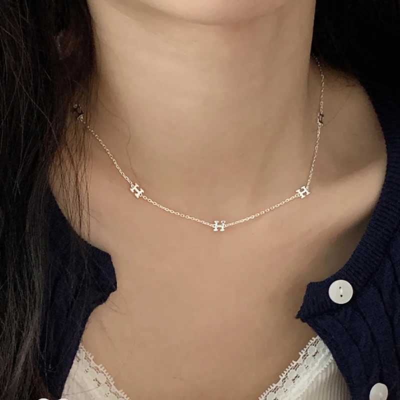 New 925 Sterling Silver Choker Alphabet Necklace For Women O-Chain Initial Letter H Pendant Clavicle Necklaces Girl Fine Jewelry XJ250620