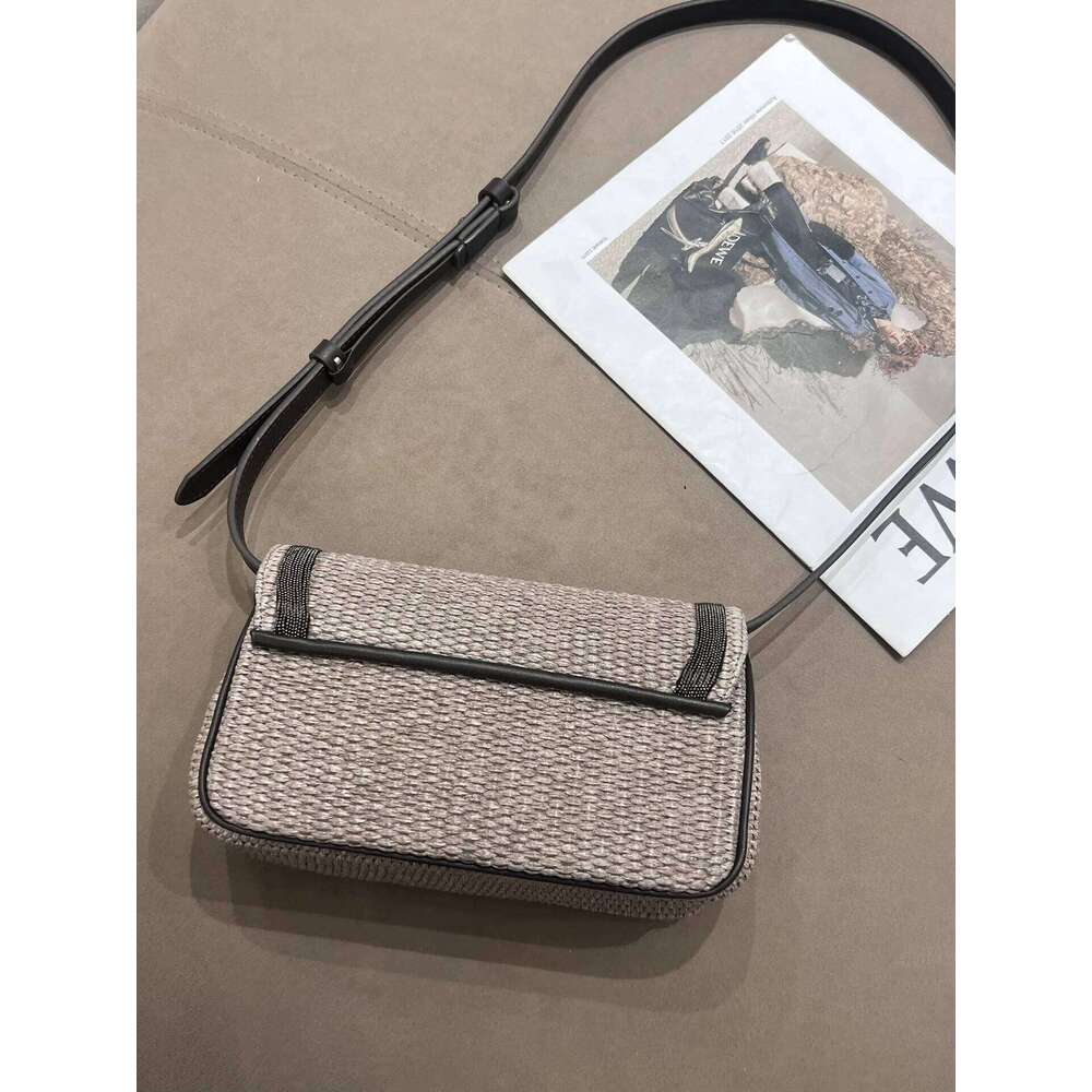 Spring Summer Casual Natural Straw Leather Shoulder Strap Bag