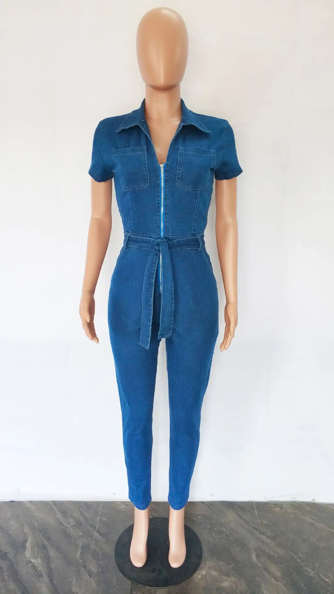 High Street Demin Jumpsuit Sexy Women Turn Down Collar Elegant Jeans Casual Party Overalls Romper 250619